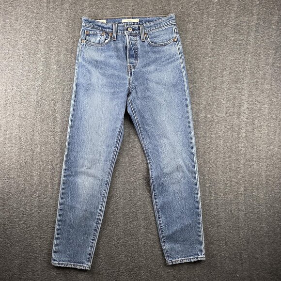 Levis Wedgie Tapered Jeans Womens 26x27 Blue Medium Wash Slim Stretch - Picture 3 of 14